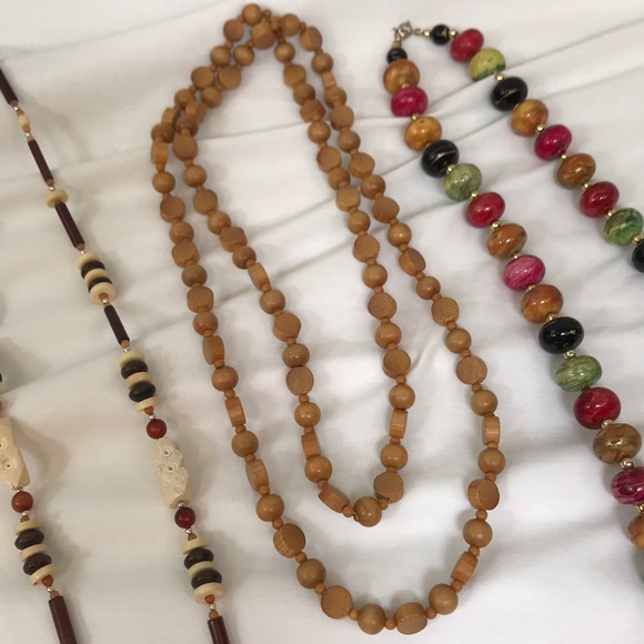 Bohemian Style Lot of 3 Necklaces Wood & Beads - Picture 3 of 9